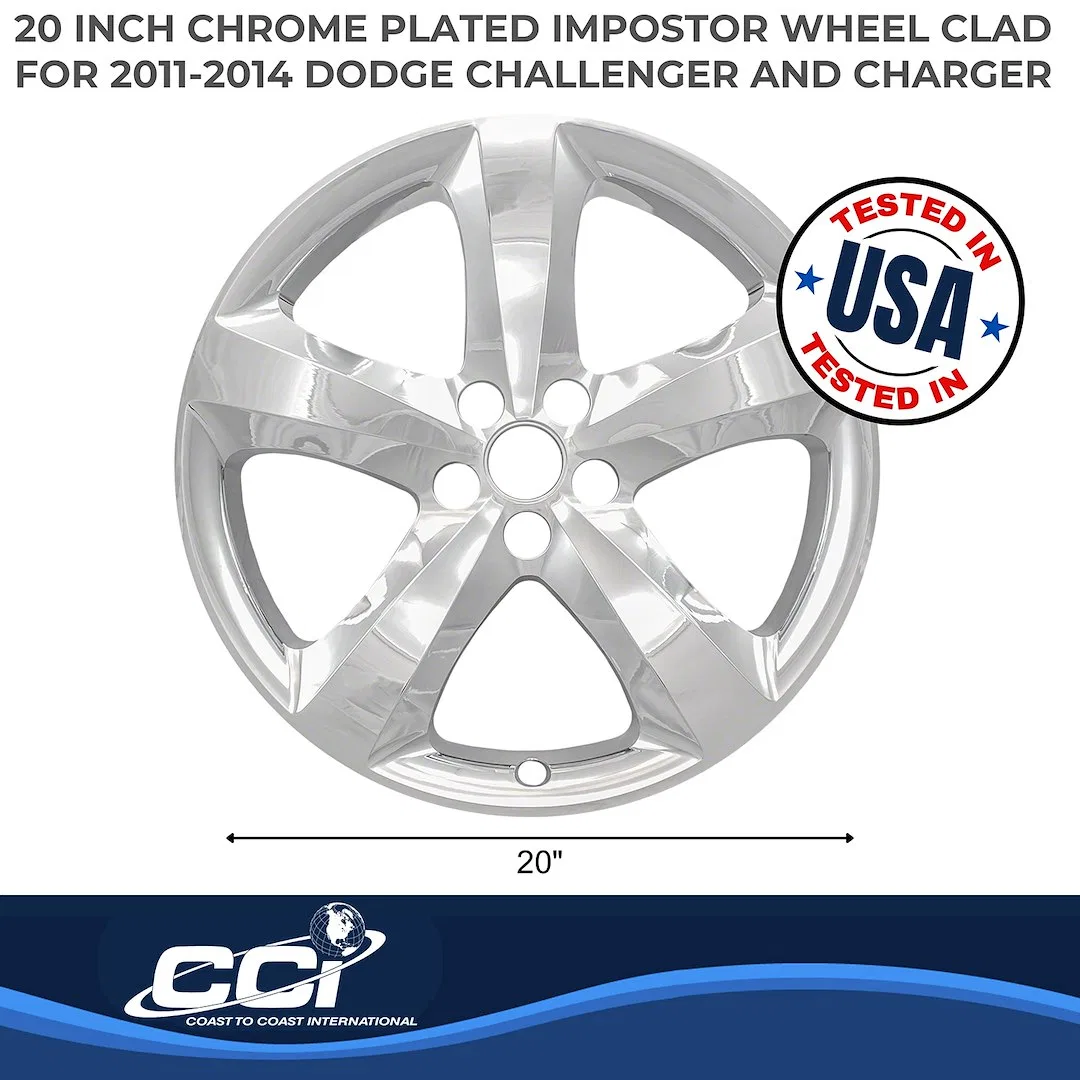 IWCIMP801X – COAST2COAST Wheel Skin, 20 Inch 5 Spokes Snap-On Plated Chrome ABS Plastic Single Clad  - view 3